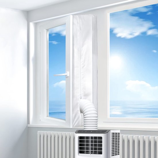 Universele raamafdichting 400 cm voor mobiele airco, zelfklevend, waterdicht, insectenwerend, zonder boren