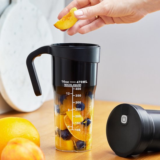 Draagbare Blender - Oplaadbare Sapbeker 4000mAh - 6 Bladen Smoothie Maker 460ml Zwart van AIMASON — afbeelding 4