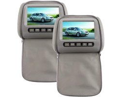 Auto Hoofdsteun Video - Scherm Achterbank - Reis Vermaak - HD Touchscreen - 2x 7 Inch - Grijs