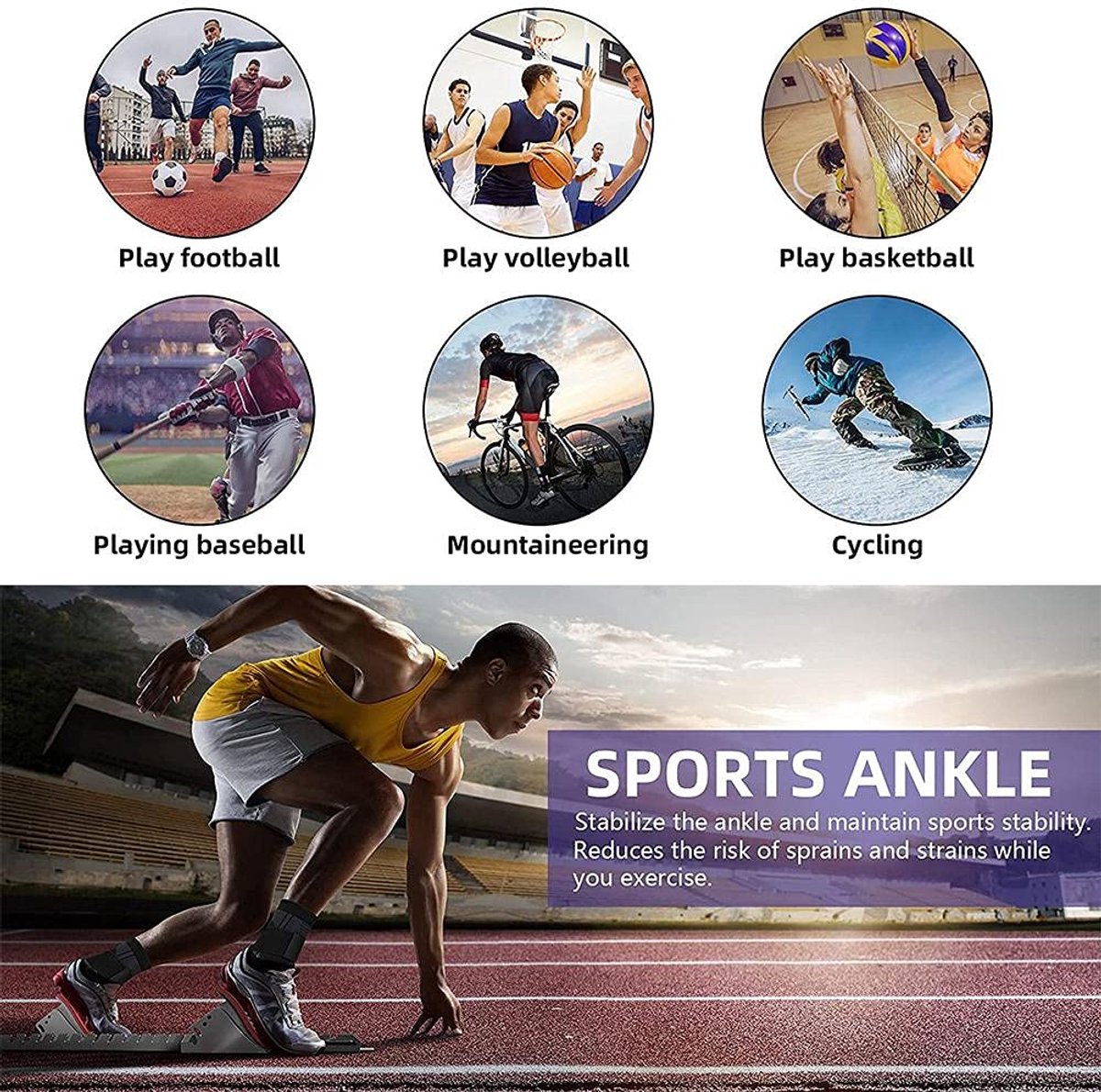 Enkelbrace - Enkelsteun - Sporten en Activiteiten - Verstelbare Stabilisatie - One Size - Zwart