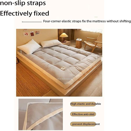Japanse Futon Matras - Tatami Vloermat - Comfortabel Slapen - Ademend Zacht Materiaal - 90 x 200 cm - Paars — afbeelding 4