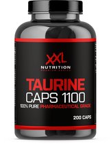 Zwarte pot met rode opdruk van XXL Nutrition Taurine Caps 1100, 200 caps.