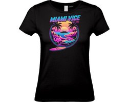 Dames t-shirt Miami Vise Est 1980s | Toppers in Concert 2026 | The Summer Is Magic | Foute Party Shirt | Miami Vice Summer Chic With a Touch Of Orange | Zwart (Dames) | maat XL