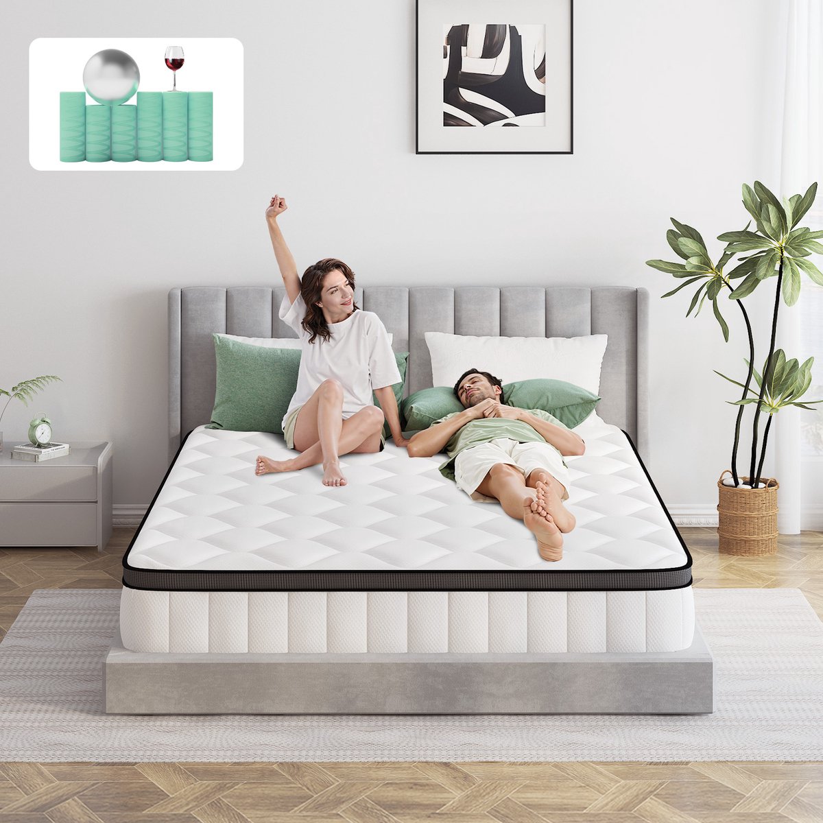 Saikefy Matras 90x200 cm - 25cm - Pocketvering Matras - 7-Zones - Orthopedisch - Afritsbaar en wasbaar hoeslaken - Anti-Allergie - Traagschuim - Gemiddelde Stevigheid — afbeelding 5