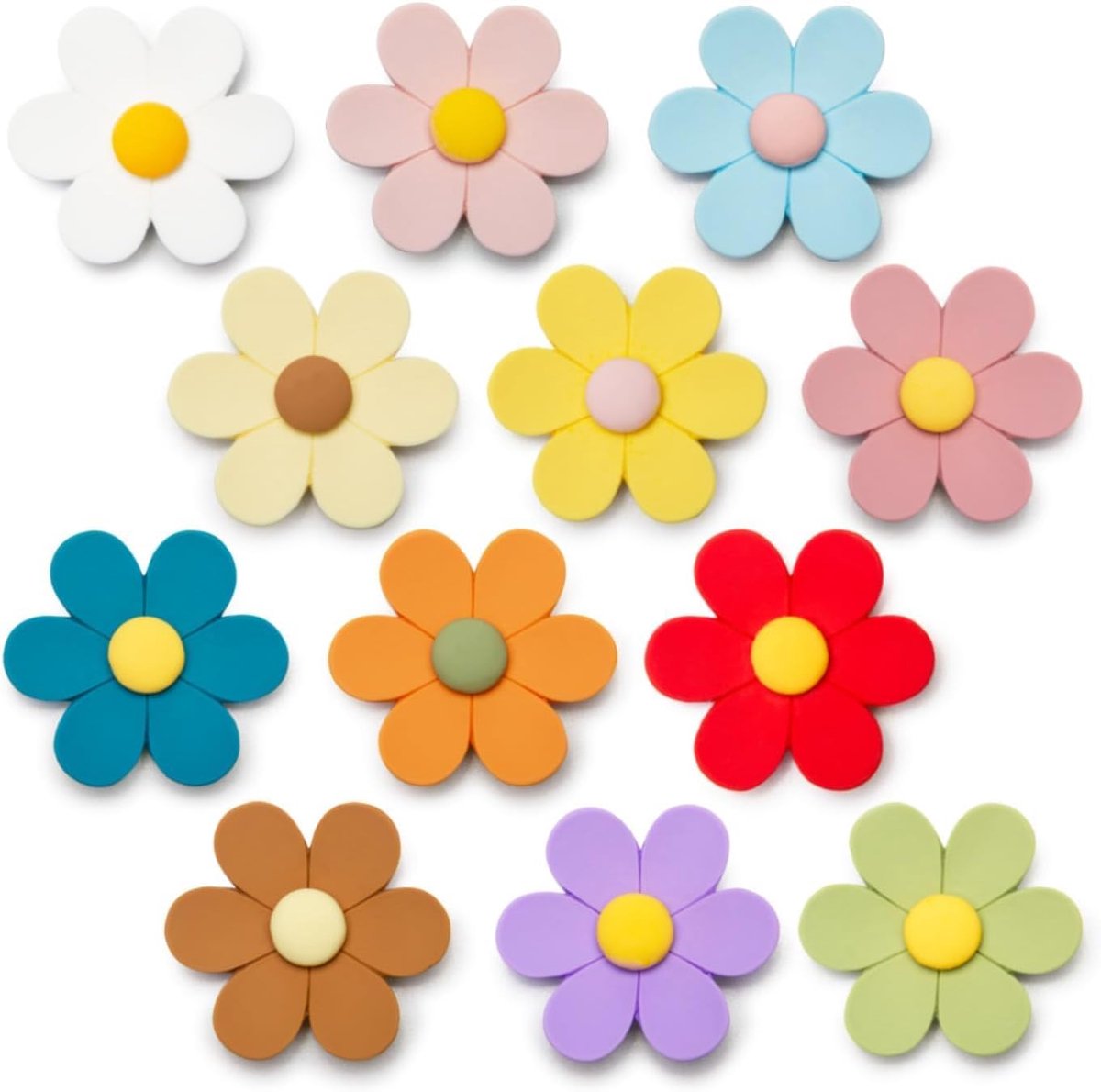 Kleine 3D-magneetjes in de vorm van bloemen voor op de koelkast, kleurrijke decoratieve magneetjes voor het whiteboard, de keuken en het bureau (3,5 cm, 12 stuks)