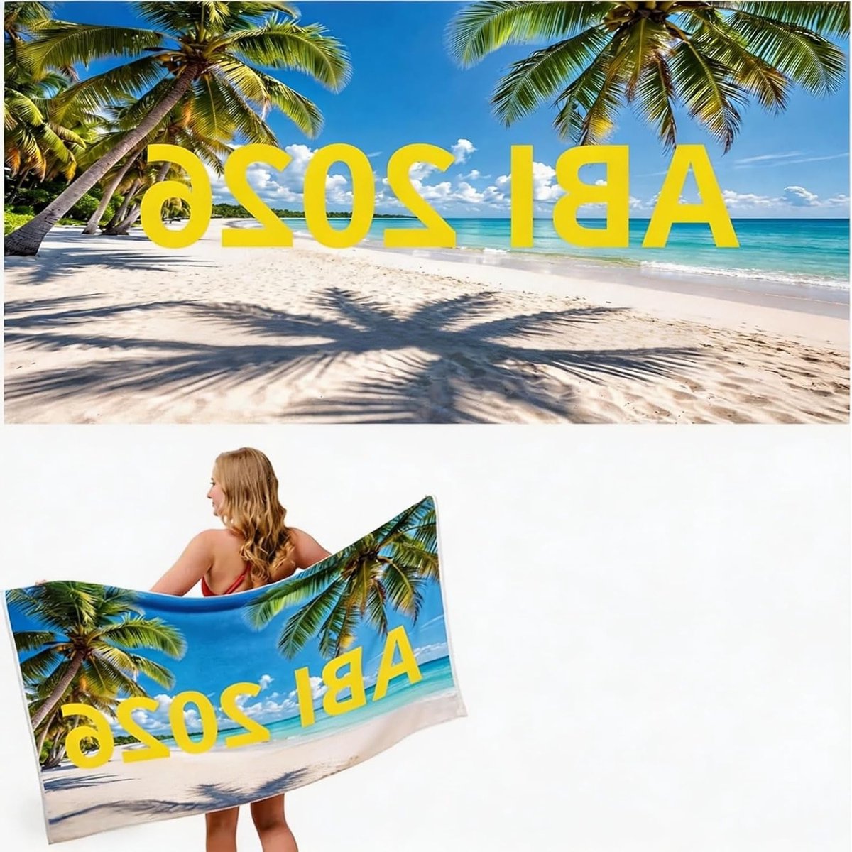 Blauwe strandhanddoek 160 x 80 cm met palmmotief, grappige badhanddoek als cadeau voor eindexamen, perfect voor feestdecoratie en zomerse dagen