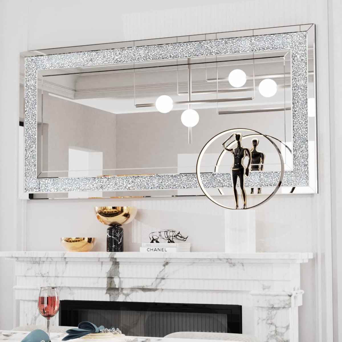 Elegante Decoratieve Venetiaanse Wandspiegels van 120x60cm: Luxe, Handgepolijst en Kunstzinnig Ontwerp met 5mm Dikte en Kristal Inleg voor een Stijlvolle Interieurdecoratie