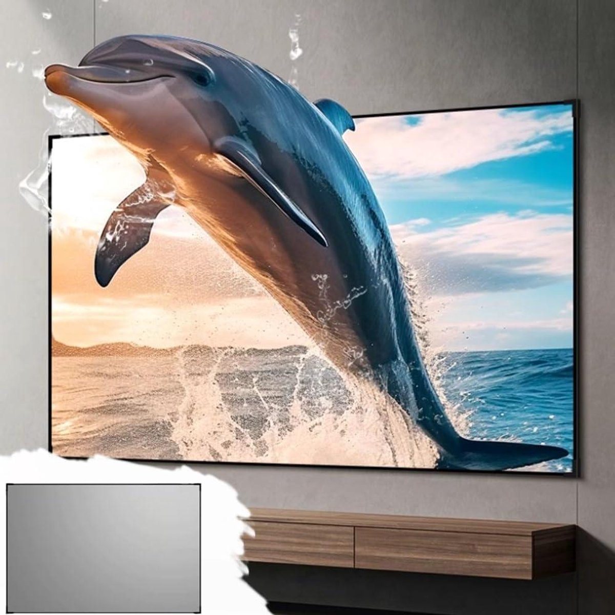 Projectiescherm met frame - Fotolijst scherm - Thuisbioscoop creëren - Ultradun niet-vervormend frame - 72 inch 16:9 - Grijs