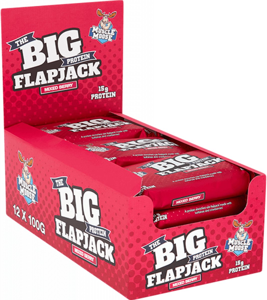 Muscle Moose Big Protein Flapjack (12x100g) Mixed Berry - Repen - Eiwit Repen