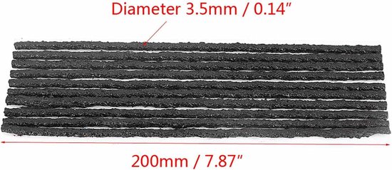 Bandenreparatiepluggen Set - Reparatieset Banden - Lekke Banden Repareren - Zonder Extra Lijm - 100 Stuks 200x3.5mm - Zwart — afbeelding 5