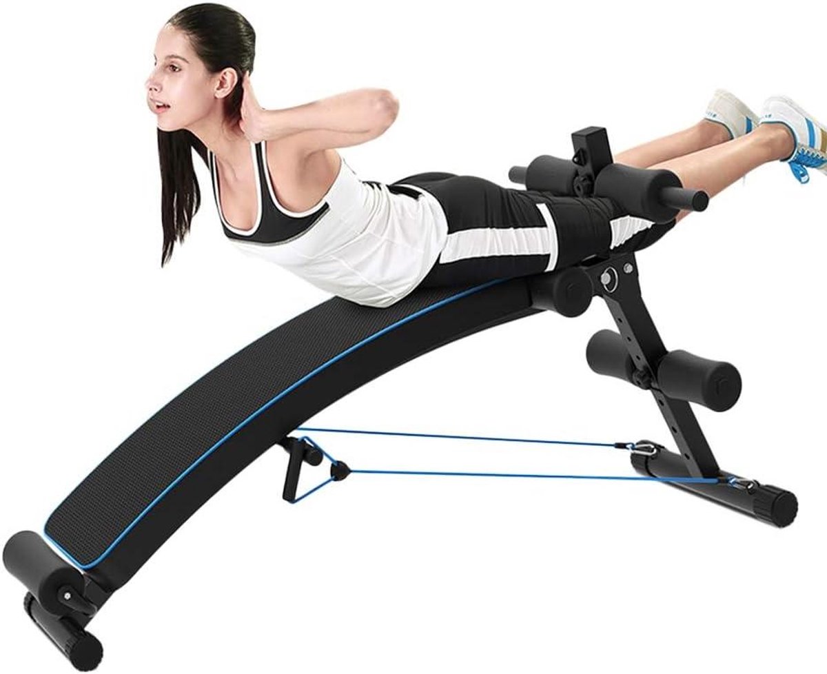 Opvouwbare Trainingsbank - Sit Up Bank Fitnessbank - Full Body Workout - Verstelbaar en Compact - 140cm x 48cm - Zwart