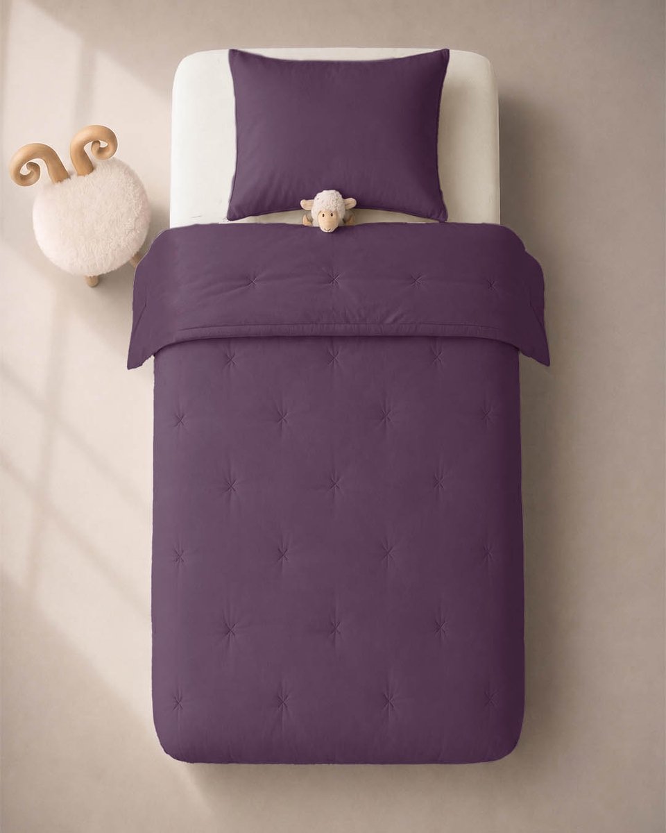HOOMstyle Wasbaar dekbed zonder overtrek - Kids - 120x150cm - met 1 kussensloop - Vijgenpaars