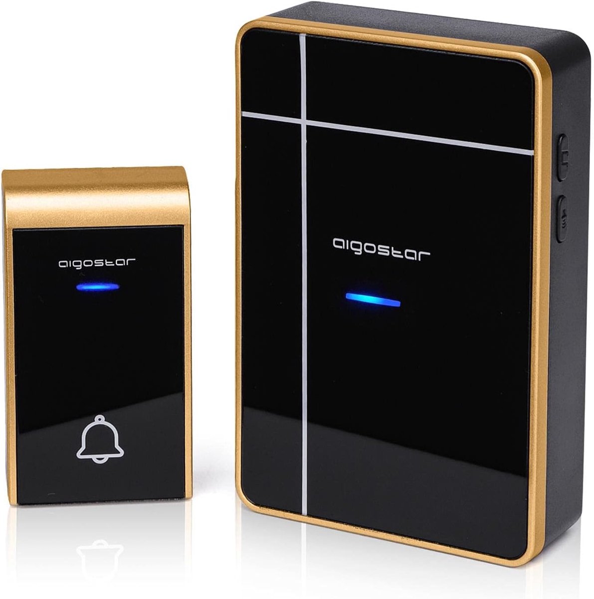 Deurbel Draadloze 2HQFF 1 Ontvanger Plug&Play DC 3 Regelbaar Volume 36 Melodie IP44 Waterdicht Zwart-Goud
