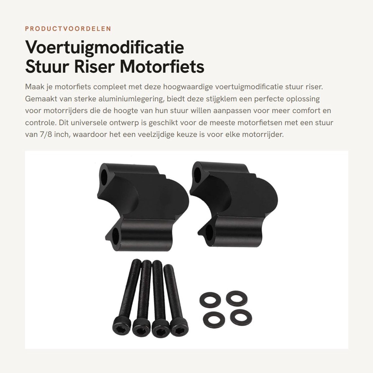 Dailygoods- Stuur Riser 7/8" (22 mm) - Aluminiumlegering - Sterk/Duurzaam - Universeel Ontwerp - Geschikt voor Motorfietsen - Professioneel Uiterlijk - Motorfietsverhoging