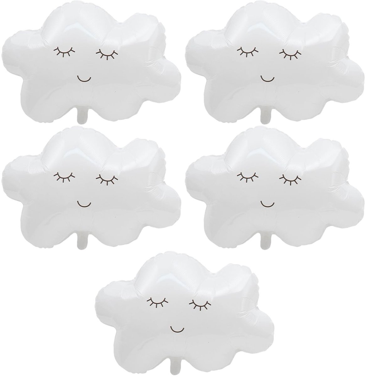 Dailygoods- Wolkenballonnen 5 stuks - Aluminiumfolie - 74 x 60 cm - Feestballonnen - Decoratie - Creatief wolkendesign