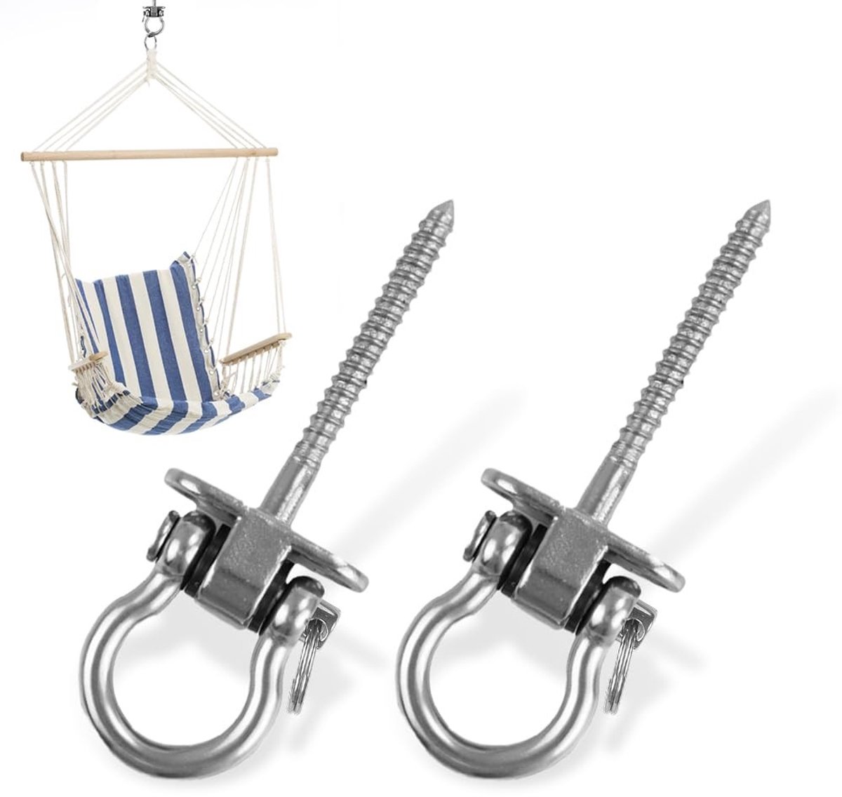 Dailygoods- Schommelhaken 500kg draagvermogen - Schommelhanger - Ophangbeugel - Bevestigingsset - Roestvrij staal - Draaibaar en eenvoudig te installeren - Ophanghaak