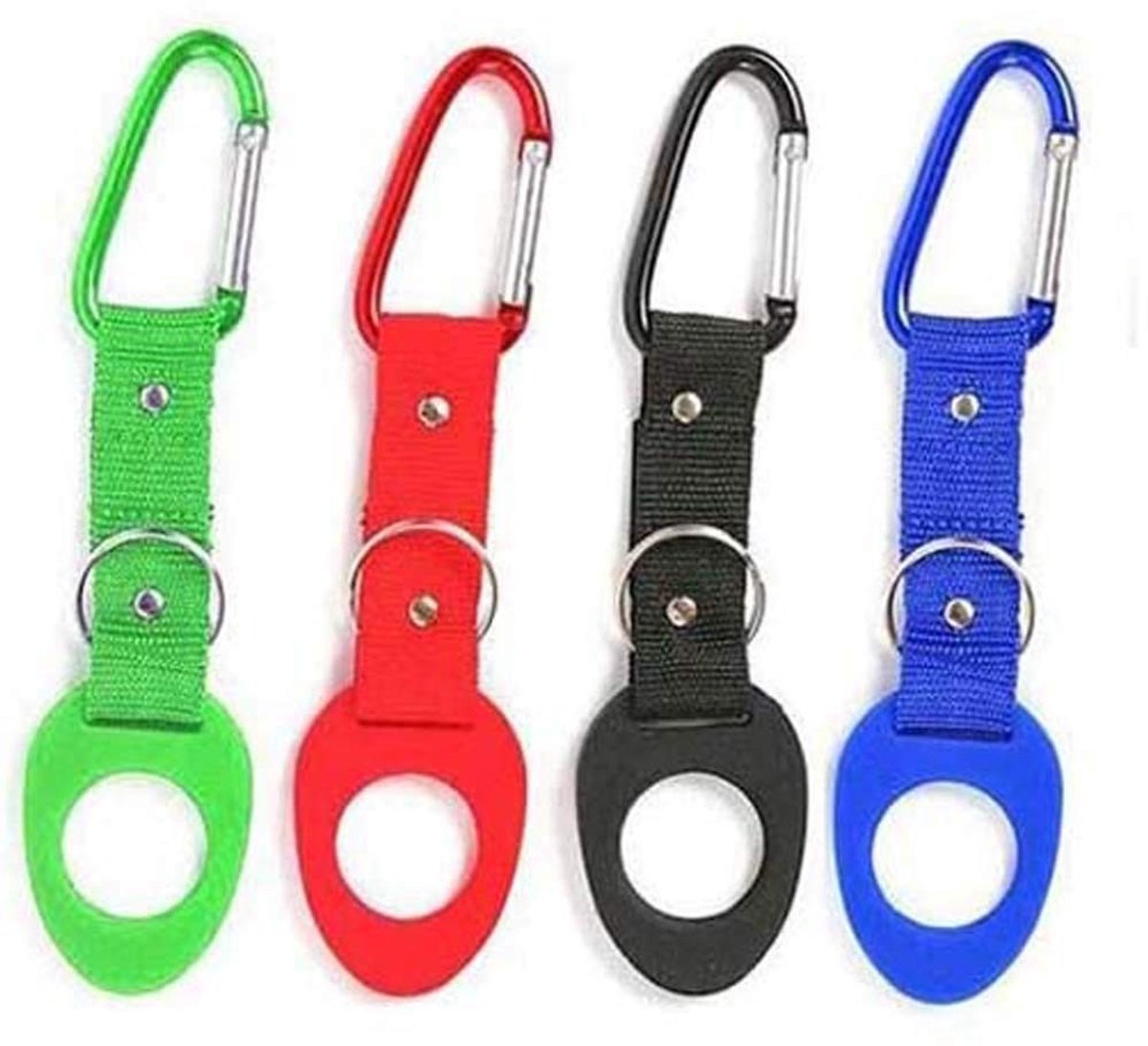 Dailygoods- Waterfles - Draagbare Siliconen Flessenhouder - Aluminium Haak - Sleutelhanger - Lichtgewicht - Geschikt voor Plastic/Glazen Flessen