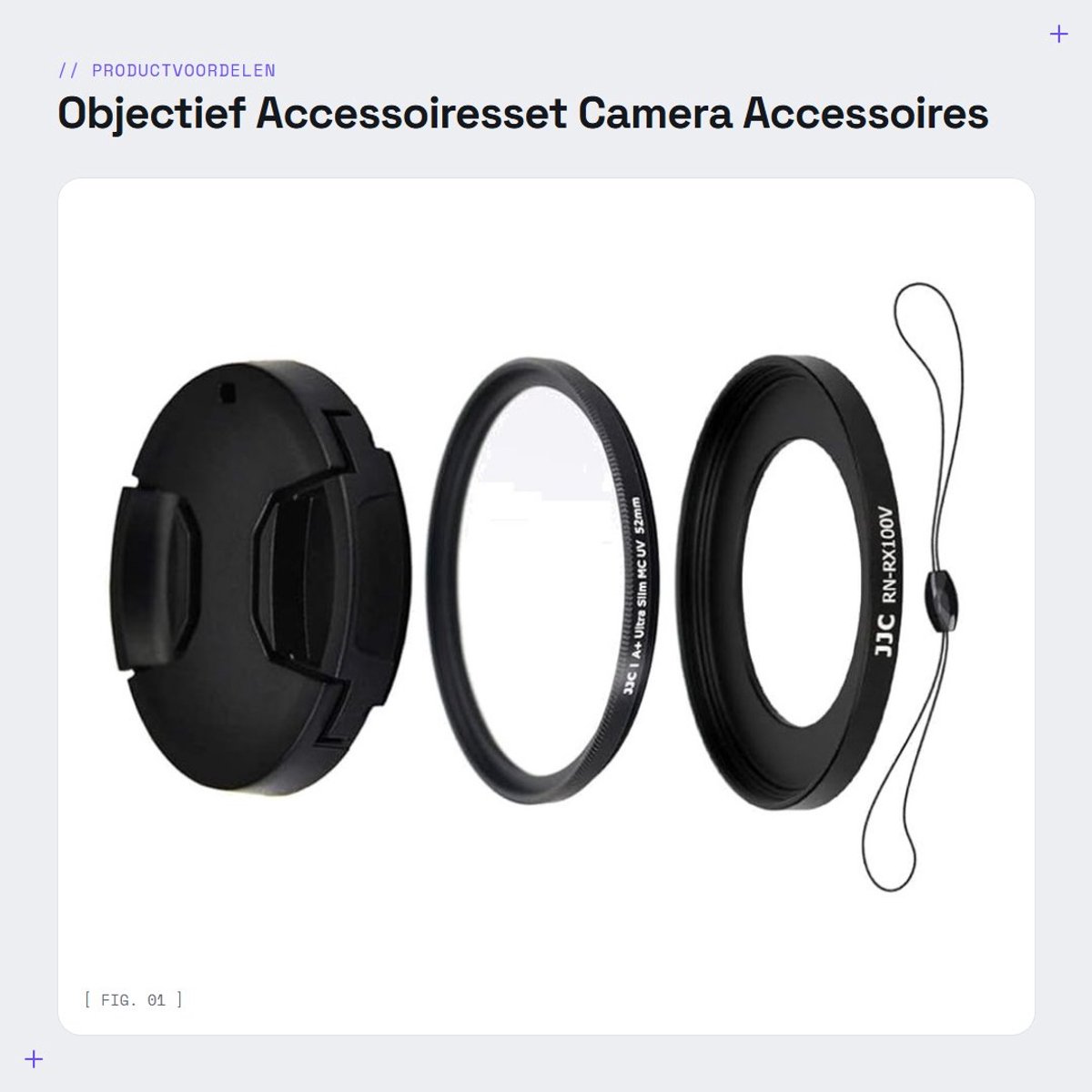 Dailygoods - Objectief Accessoiresset - Camera Accessoires - 4-delig - Geschikt voor RX100 - UV-filter en Objectiefdop - Inclusief Objectiefadapter