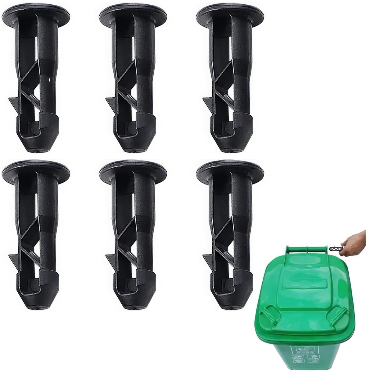 Dailygoods- Scharnierpennen 6 Stuks - Duurzaam - Vuilnisbakdeksel - Buiten/Commercieel Gebruik - Corrosiebestendig - Geschikt voor 240 Liter Vuilnisbakken