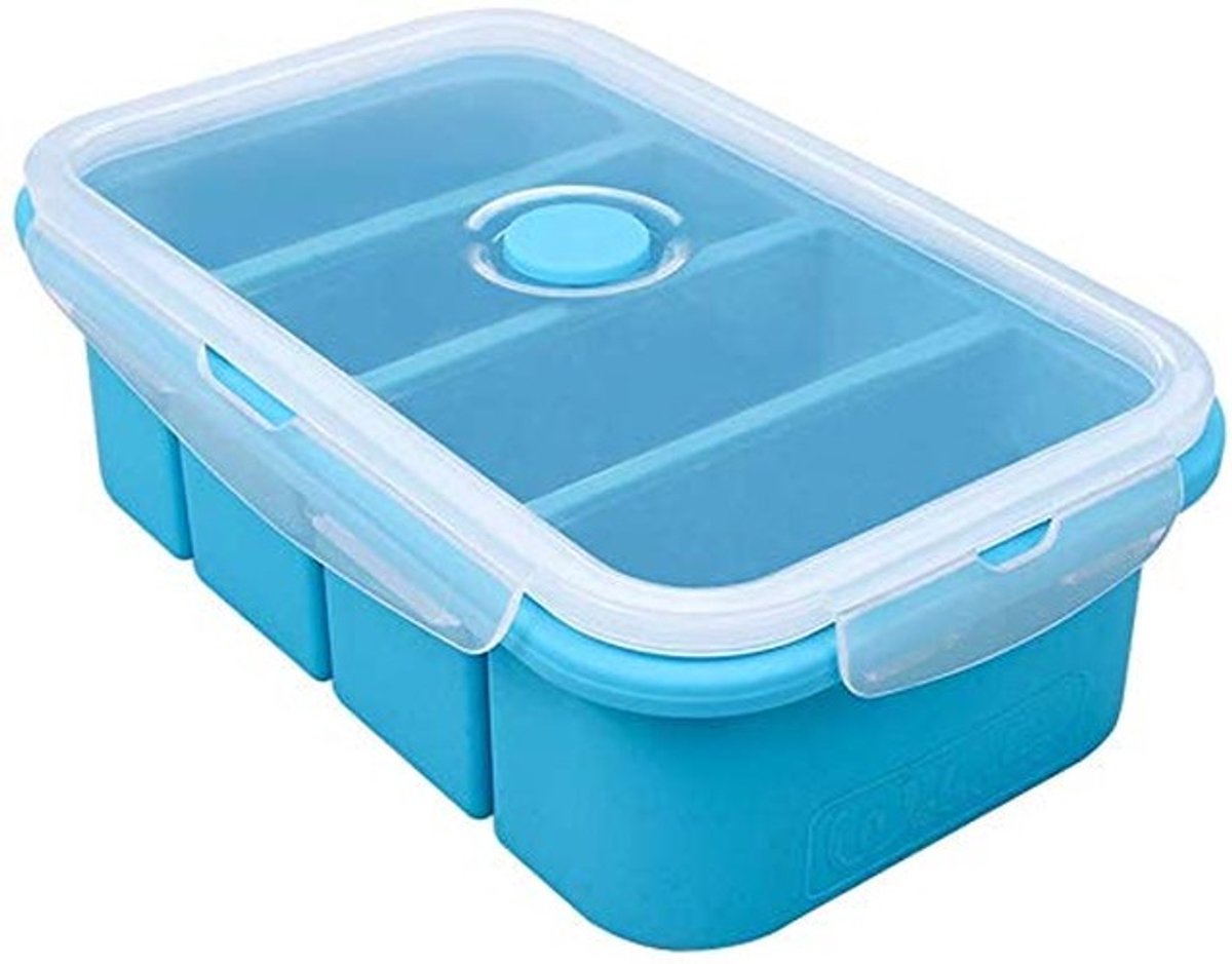 Dailygoods- Voedselcontainer met Deksel - Siliconen Vriesvak - Voorraadcontainer - IJsblokjeshouder - Voedsel Bewaren - Geschikt voor Soepsaus - Diepvriesbak
