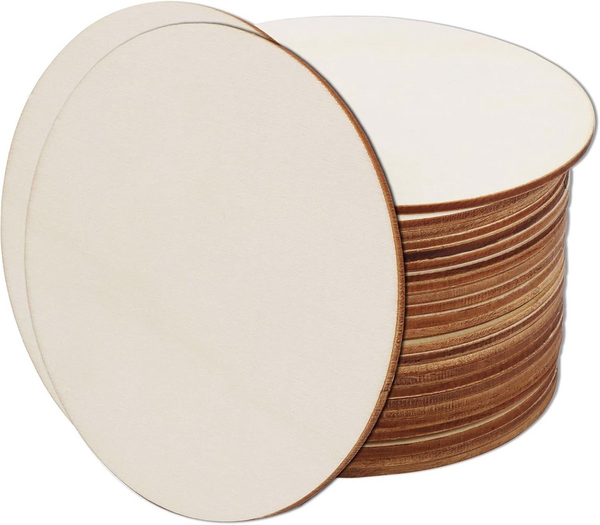 Houten schijven - Ronde houtplakken - Knutselen en decoreren - Gladde gepolijste randen - 10 cm 30 stuks - Houtkleur