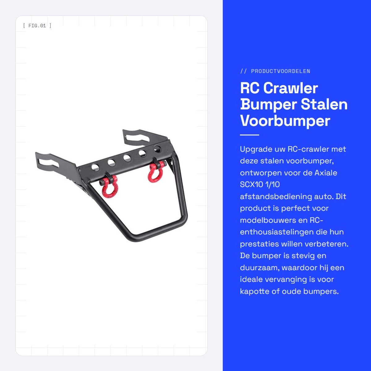 Dailygoods- Voorbumper Stalen Duurzaam - RC Bumper - Draagbaar - Stevig - Upgrade - Verbeterde Prestaties voor SCX10 1/10