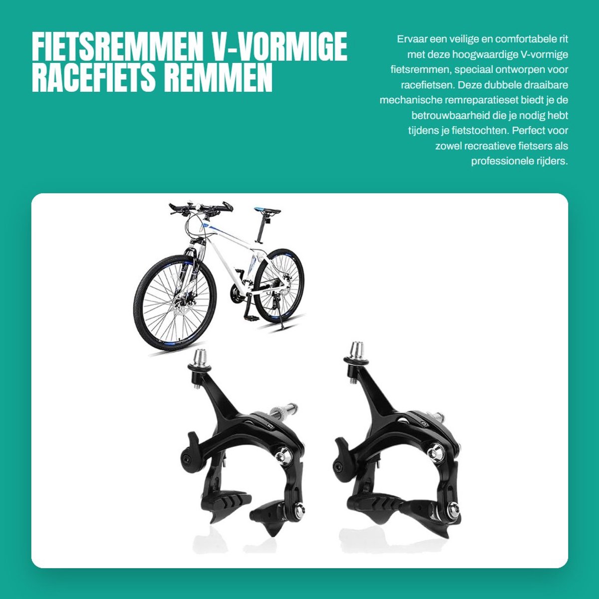 Dailygoods- Fietsremmen V-vormig - Dubbele draaibare rem - Mechanische remreparatieset - Veiligheid - Duurzaam materiaal - 1 paar - Remmen