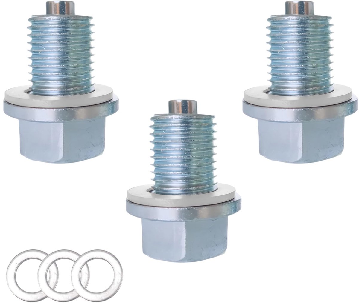 Dailygoods- Olieaftapschroef M14 x 1,5 - Magnetische Olieafvoerschroef - Afdichtring - Voor Auto's/Boten/Motorfietsen - Duurzaam A3-Staal - 3 Stuks - Afvoerschroef