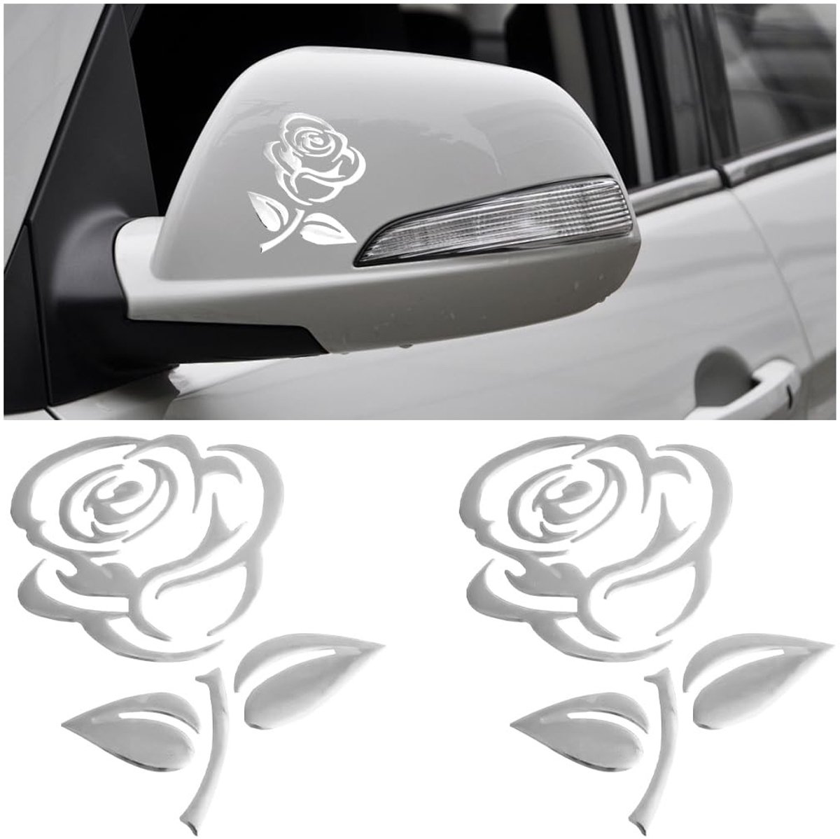 Dailygoods- Autostickers Rozen - PVC - 2 Stuks - Auto Decoratie - Auto Accessoires - Universeel - 8 x 10 cm - Autodecoratie