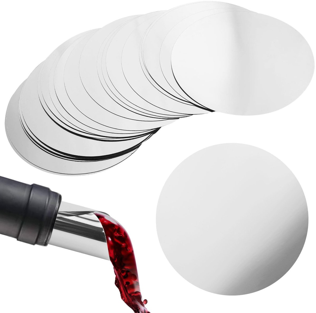 Dailygoods- Wijnschenkhulp 22 Stuks - Herbruikbare Druppelhulp - Voedselveilige PET - Elegant Gieten - Zachte Folie - Diameter 7,5 cm - Schenkuit