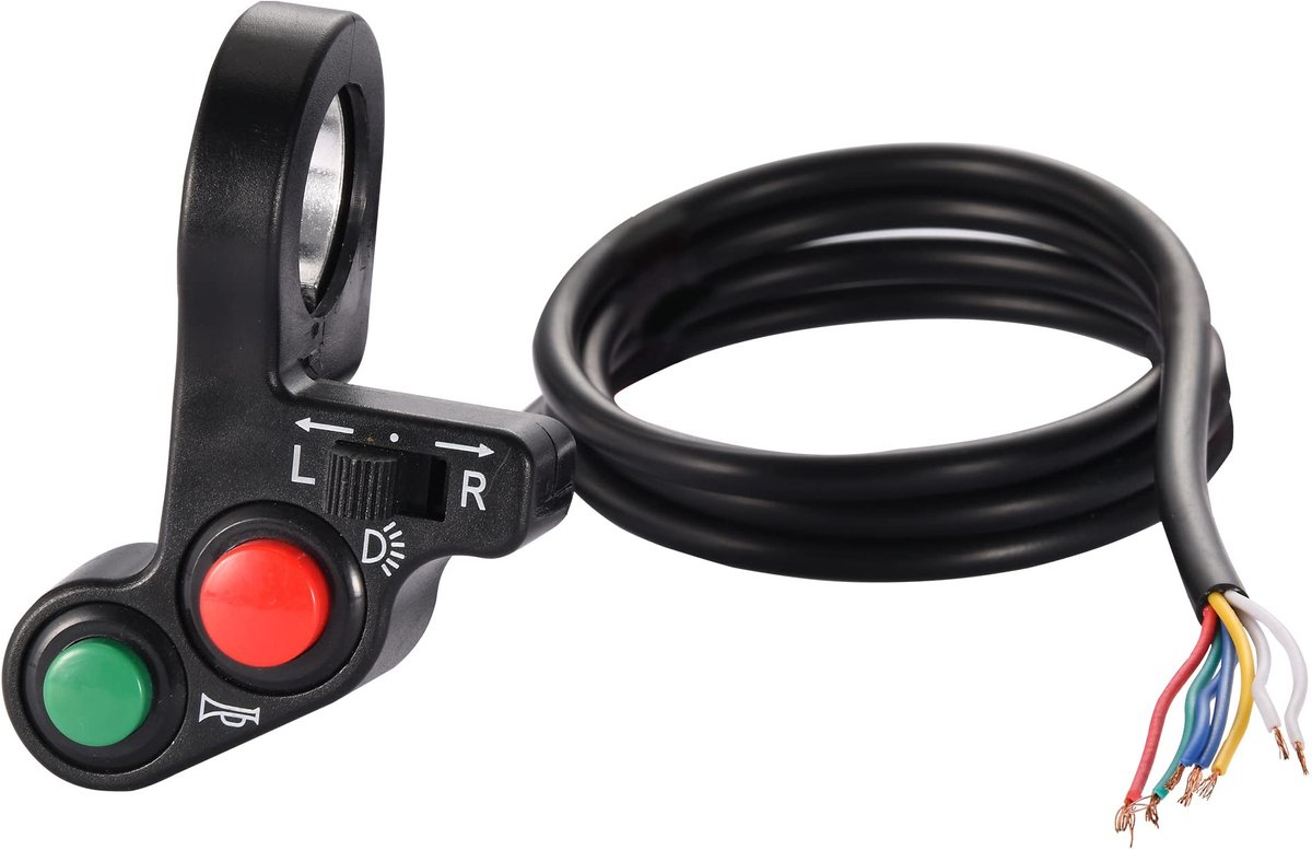 Dailygoods - Handlebar Turn Signal Light Horn Switch - Vervangingsschakelaar - Zwart - Voor Scooter en Moped - Stevige en Waterdichte Switch - 7/8 Inch