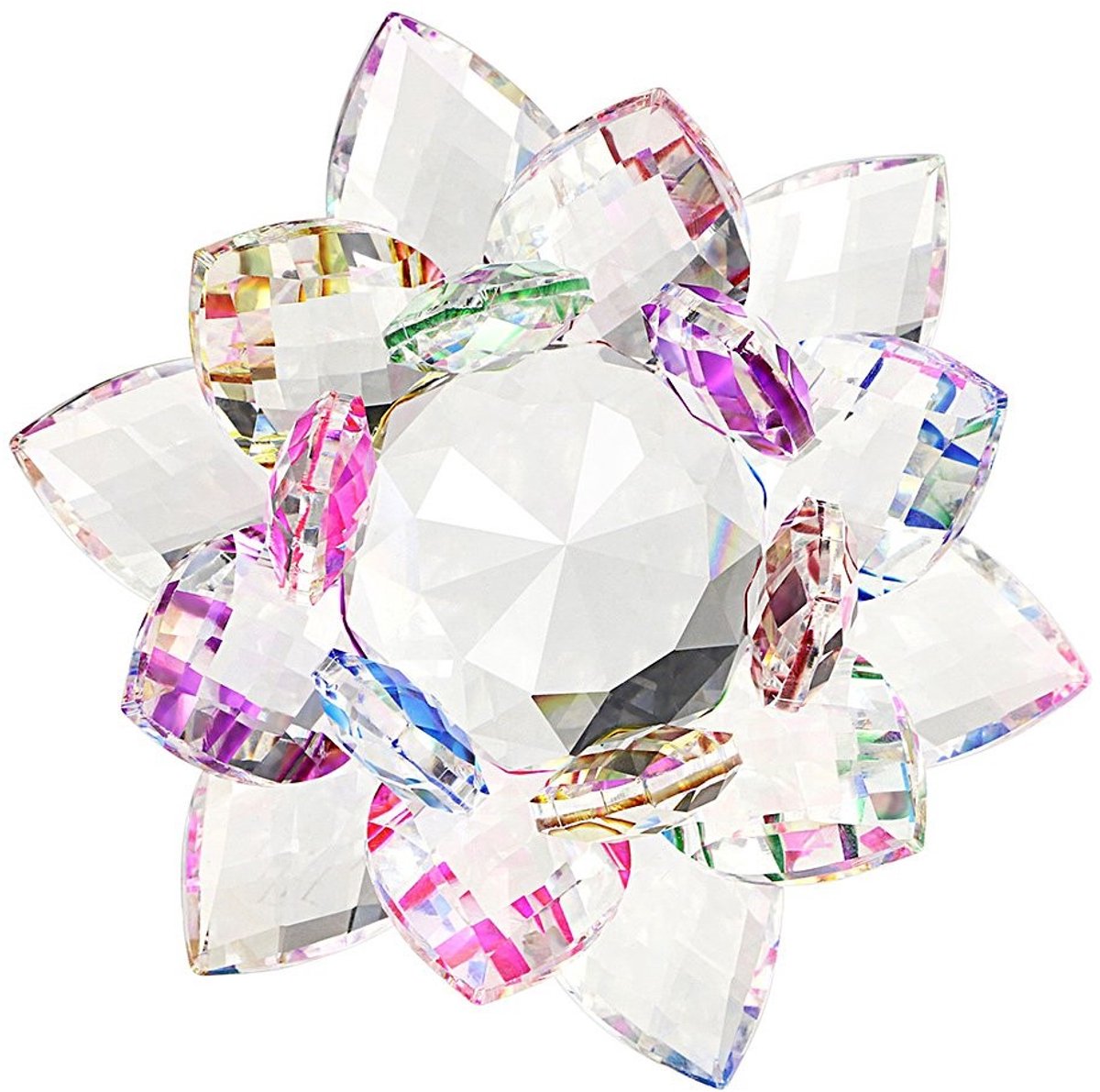 Dailygoods- Lotus Bloem Ornament - Kleurrijke Kristallen - Feng Shui Decoratie - Decoratie Woonkamer - Positieve Energie - Sprankelende Snit