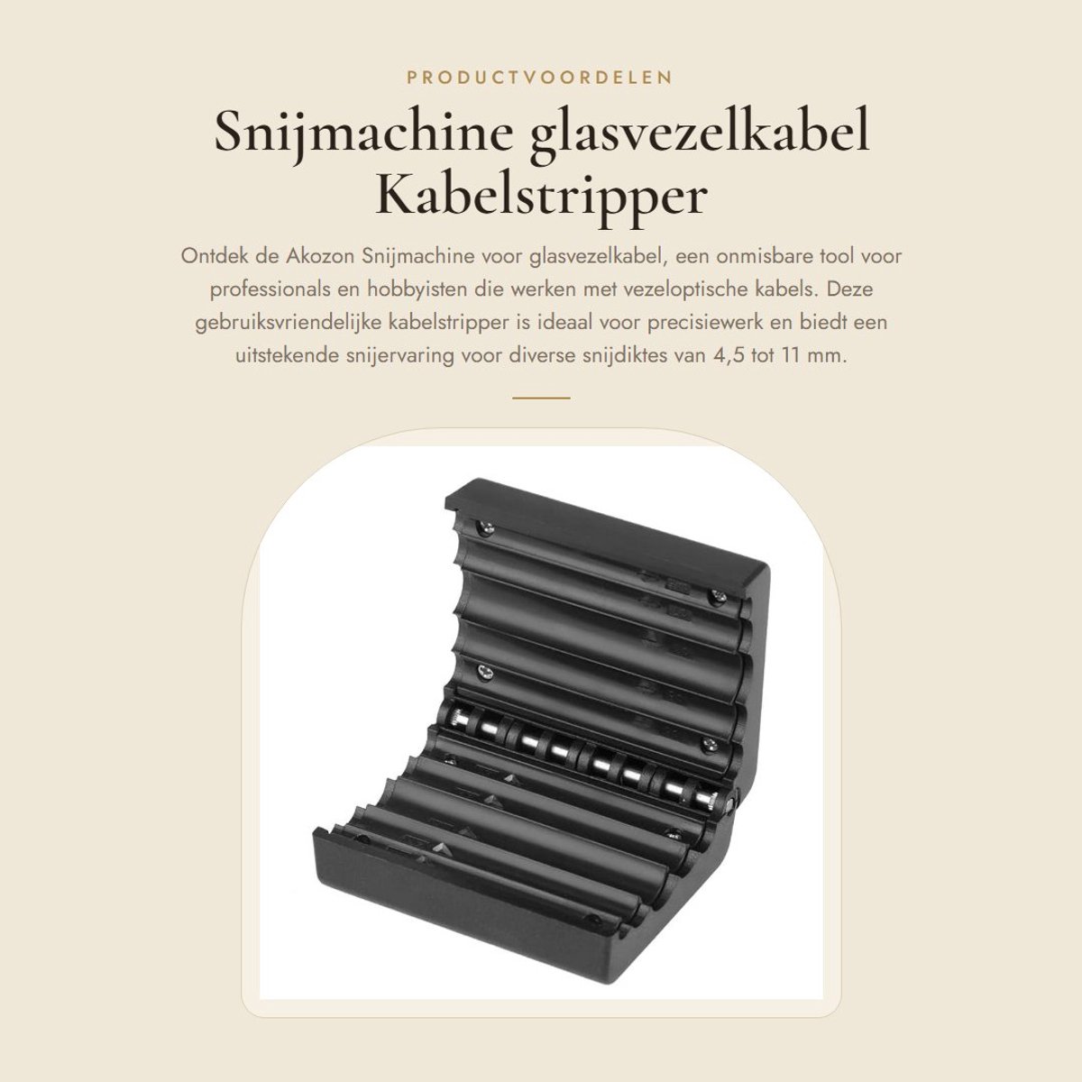 Dailygoods- Snijmachine Glasvezelkabel - Kabelstripper - Snijdiameter 4,5/6/7/8/11mm - Superlegering - Eenvoudige bediening - Compact 6,5 x 5,5 cm