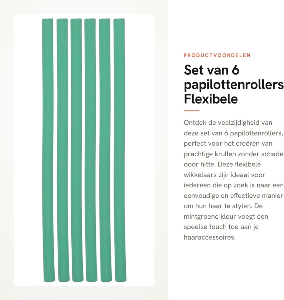 Dailygoods - Set van 6 papilottenrollers - Flexibele krulspelden - Eenvoudig in gebruik - Mintgroen - Krullend haar - Geschikt voor alle haartypes - K...