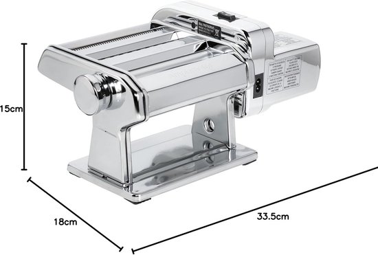 Pastamachine Motor - Automatische Pastamaker - Thuis Pasta Maken - Origineel Italiaans Design - 3 Rollen - Zilver — afbeelding 3
