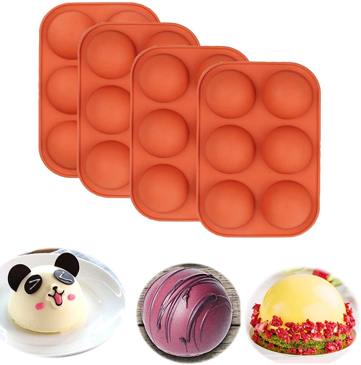 Dailygoods- Siliconen Bakvorm - Vaatwasserbestendig - 4 Verpakkingen - 6 Gaten - Voor Cake/Chocolade - Ideaal voor Oven/Magnetron