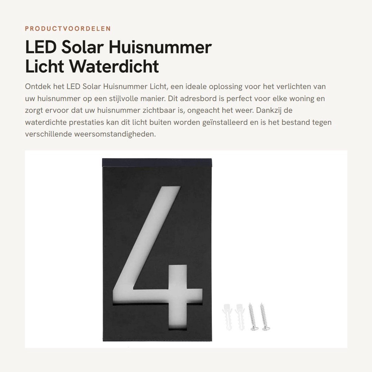 Dailygoods- Huisnummerlicht LED - Waterdicht - Buitenverlichting - Adresplaat - Duidelijke cijfers - Grote lampbehuizing - Adresbord