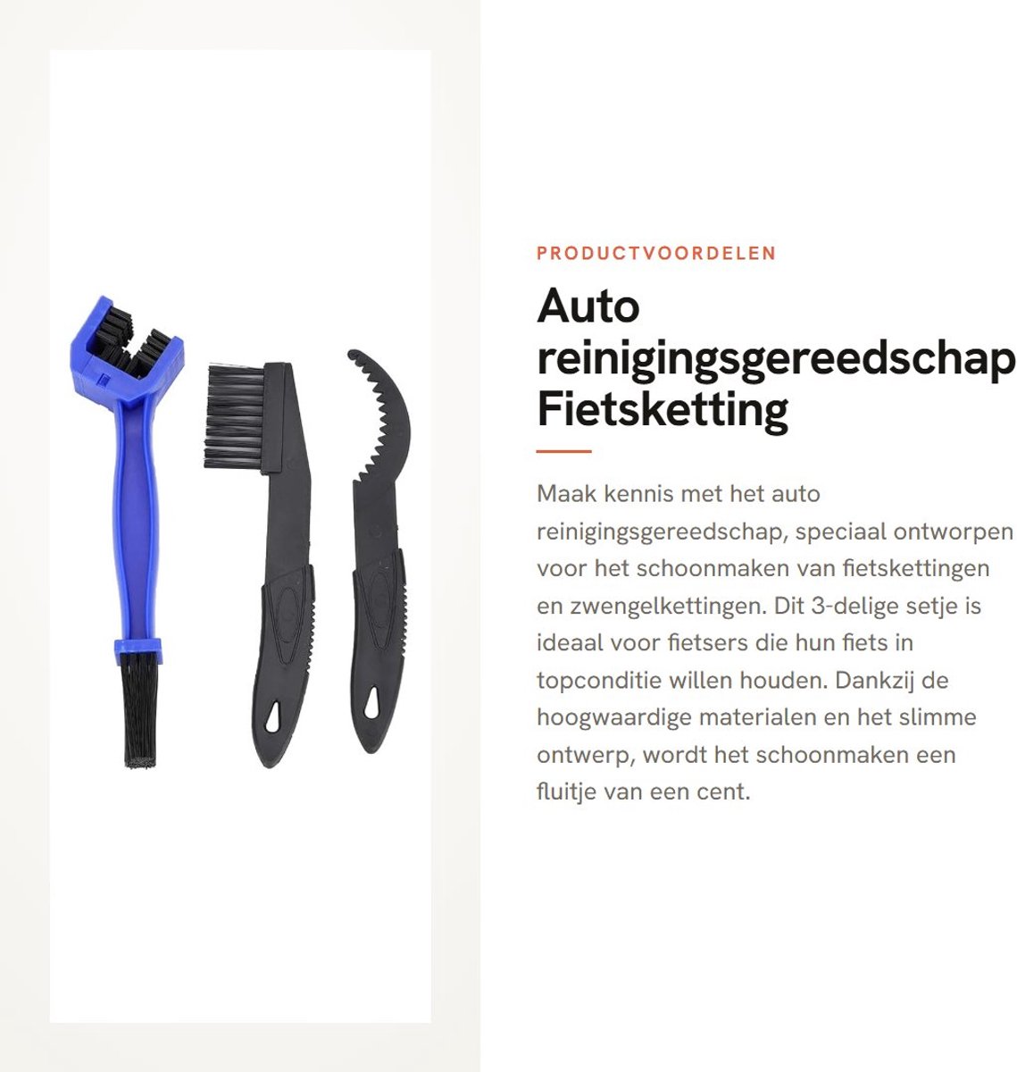 Dailygoods- Reinigingsgereedschap Premium Kwaliteit - Fiets Reinigingsset - Fietswasborstel - Onderhoud - Duurzaam - 3-delige Set - Fietsreinigingsset