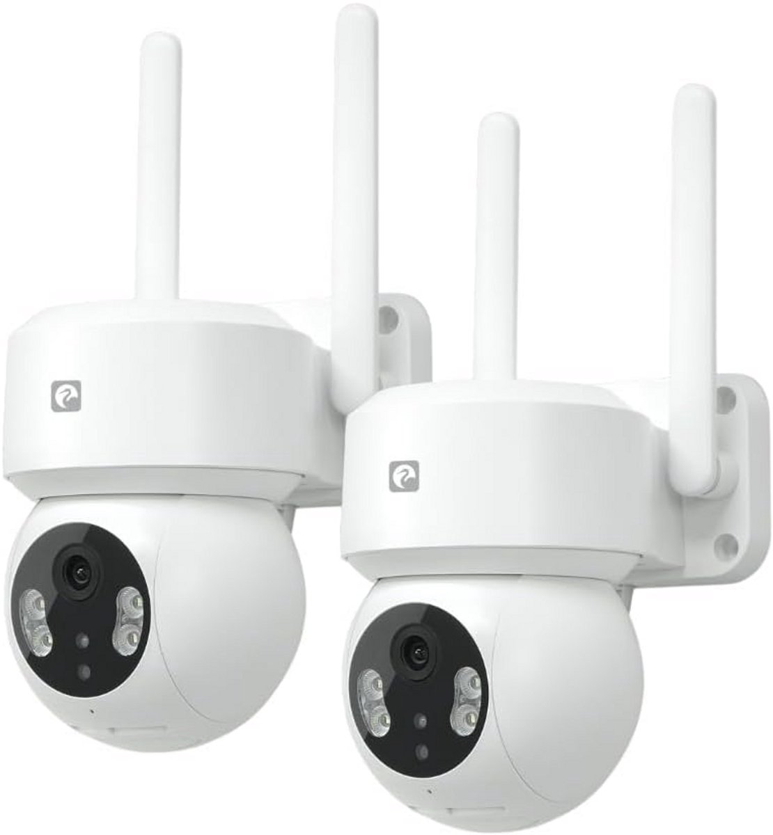 Bewakingscamera Set - Beveiligingscamera Wifi - Huis Beveiligen - 360 Graden Zicht - 2 Stuks - Wit