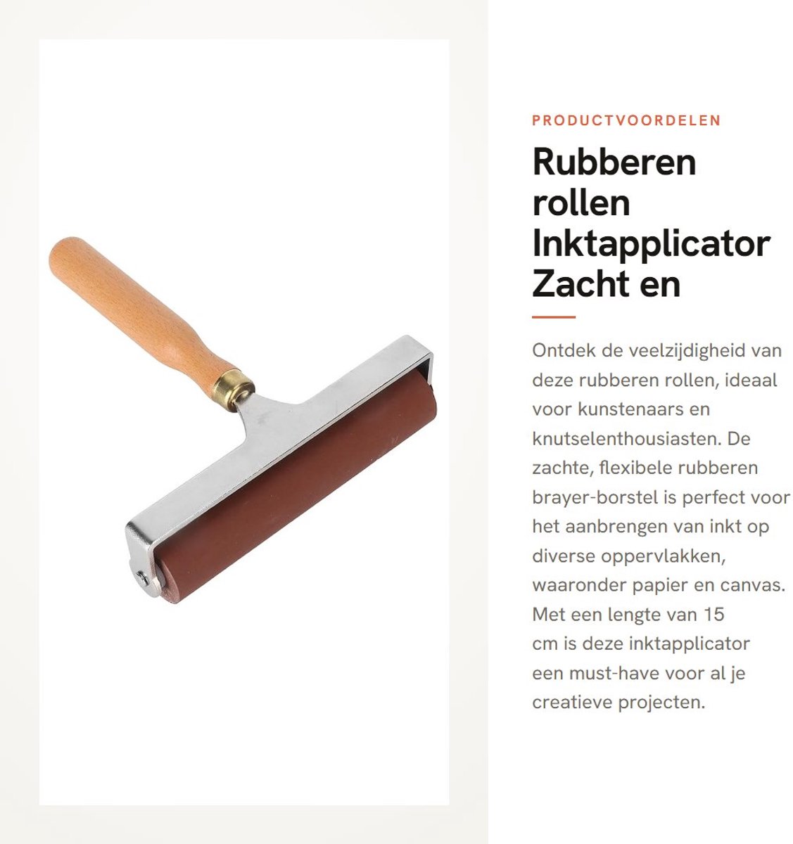 Dailygoods - Rubberen rollen - Inktapplicator - Zacht en flexibele borstel - 15 cm - Voor drukwerk en plakboeken - Geschikt voor kunst en knutselen