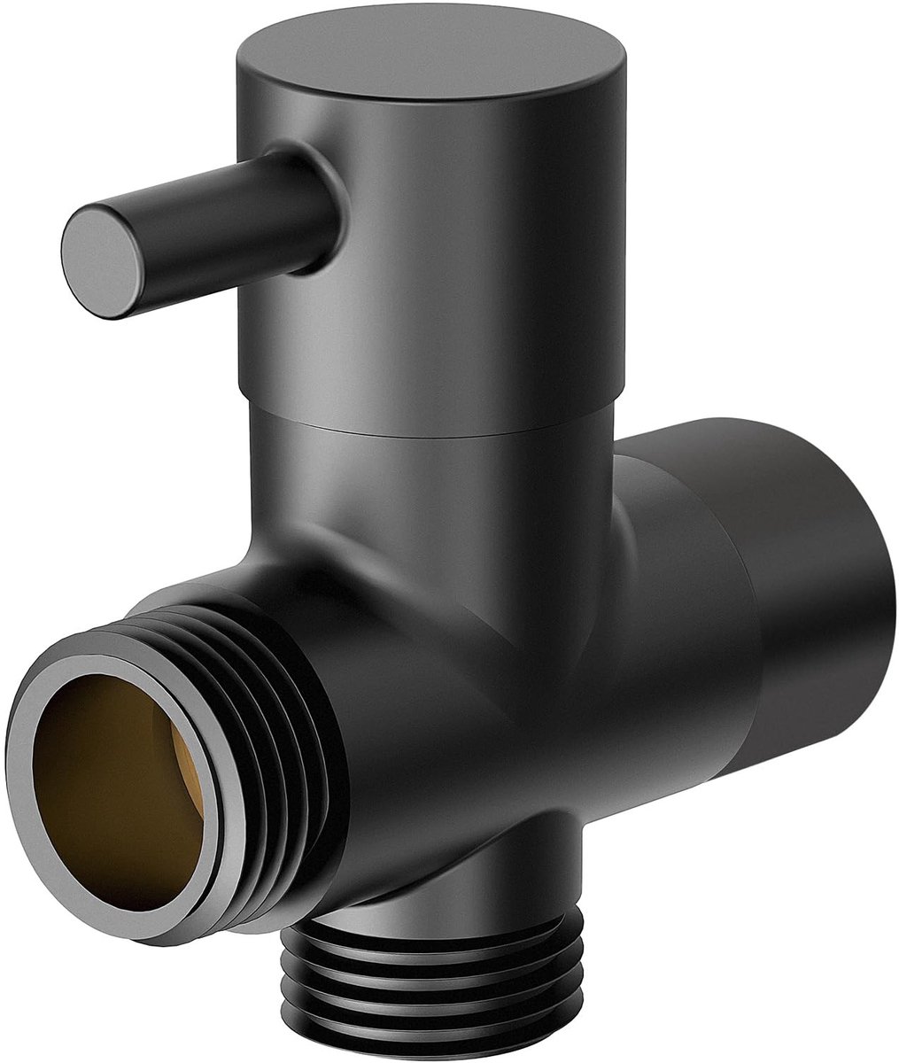 Dailygoods - Douchearm Omvormer Valve - 3-weg Adapter - Mat Zwart - Douchekop Vervanging - Geschikt voor de meeste douchearmen - 6,3 cm x 6,5 cm x 2 cm