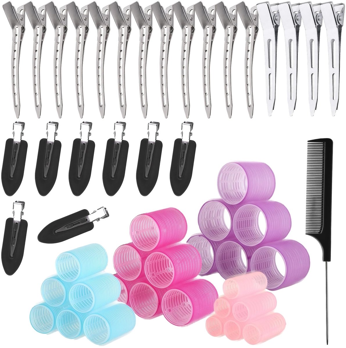 Dailygoods- Haarkrulderset 50 stuks - Zelfklevende Haarrollers - 4 Maten (60/48/36/25 mm) - Voor Lang/Middellang/Kort Haar - Duurzaam Plastic - Gezonde Krullen Zonder Warmte