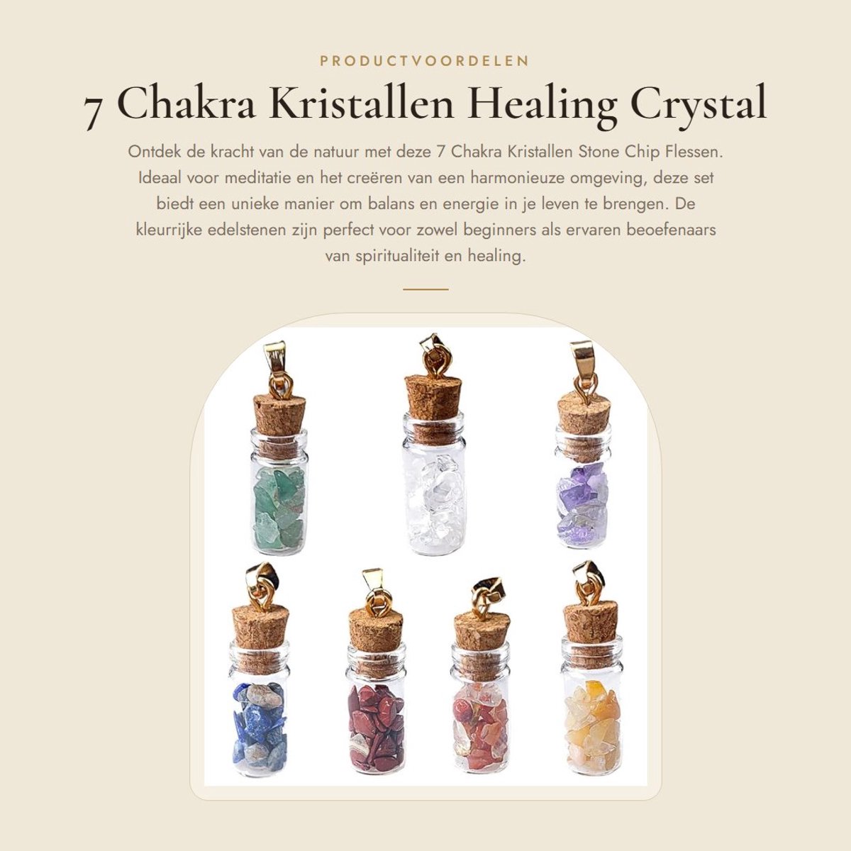 Dailygoods- Chakra Kristallen Set - 7 Stuks - Healing Edelstenen - Tuimelde Wensflessen - Balanceren Meditatie - Woondecoratie - Healing Crystals