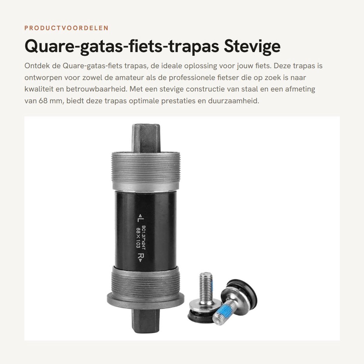 Dailygoods- Trap-as Stevig en Duurzaam - Fietsonderdelen - Stalen Schaal - 68mm - 2 Lagers - 68 * 103mm - Bottom Bracket