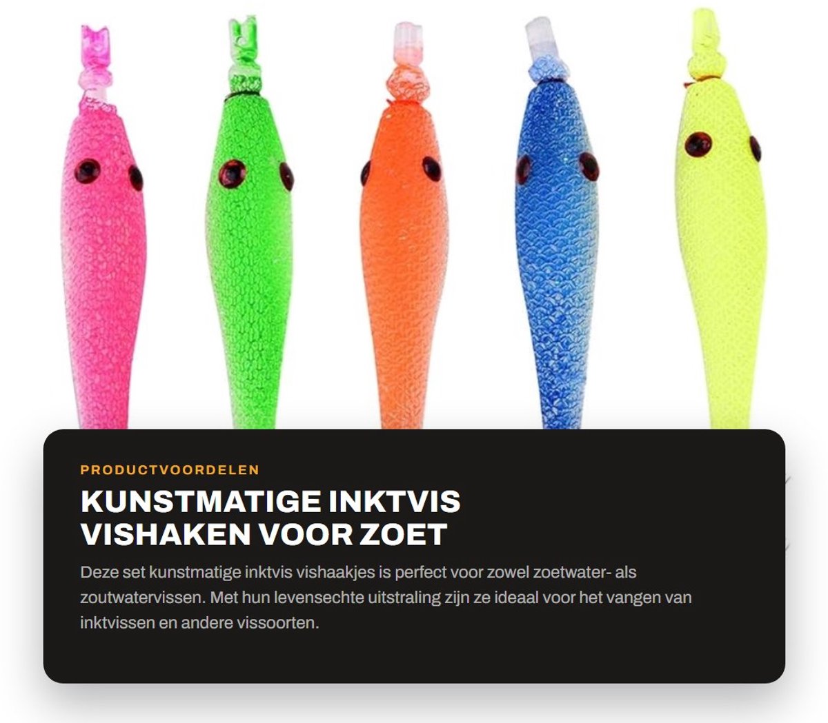 Dailygoods- Inktvisvishaken 5 Stuks - Kunstmatige Kunstaas - Dubbele Haak - Lichtgewicht - Eenvoudig te Gebruiken - Voor Zoetwater/Zoutwater