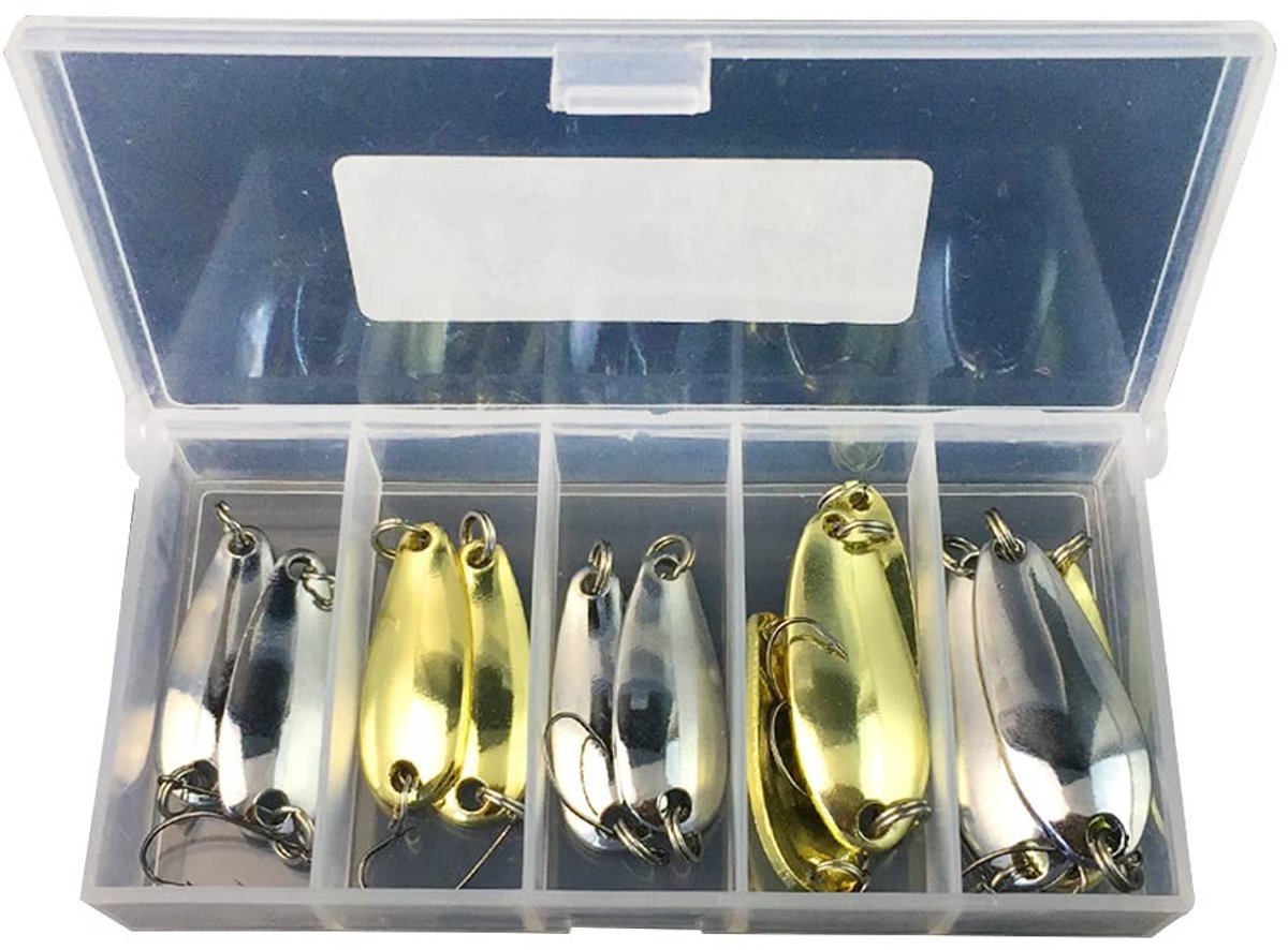Dailygoods- Kunstaas Set 12 Stuks - Hard Metaal Aas - Zoetwater/Zoutwater Vissen - Forel/Bas/Zalm - Inclusief Opbergdoos - Koolstofstaal Haak - Vishaak