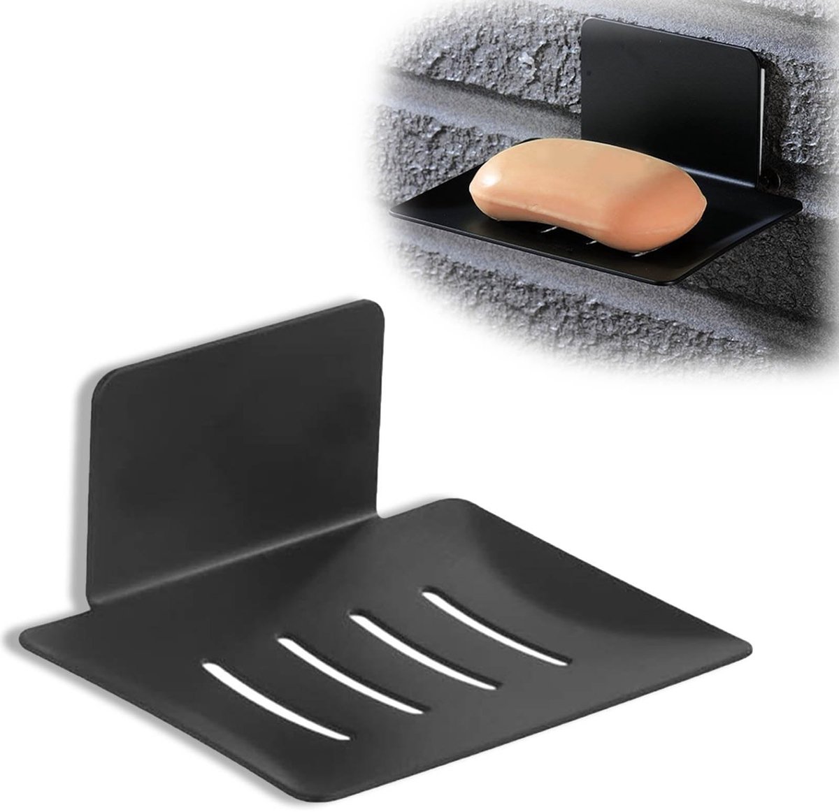 Dailygoods- Zeepdispenser Wandmontage - Zeephouder Douche - Roestvrij Staal - Zwart