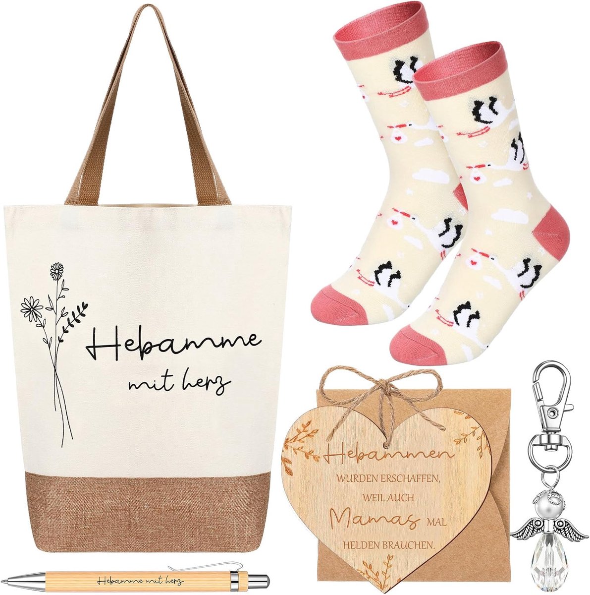 Bedankset Zorgmedewerker - Cadeaupakket Verrassing - Waardering Tonen - Met Inspirerende Teksten - 46 cm Tas - Wit Jute
