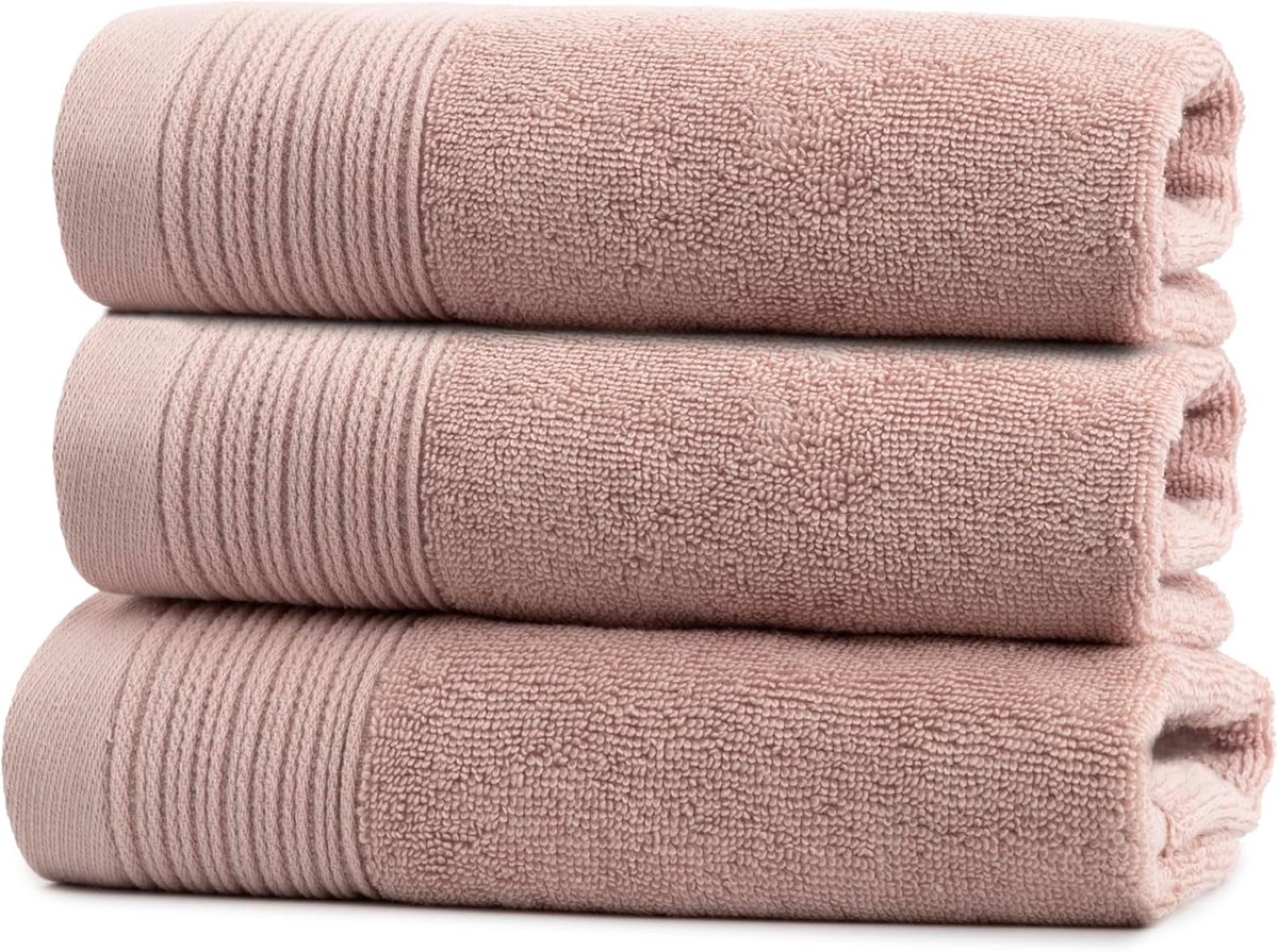 Luxe Handdoeken Set - Zachte Katoen - Dagelijks Gebruik - Italiaans Design - 3 Stuks 50x30cm - Roze