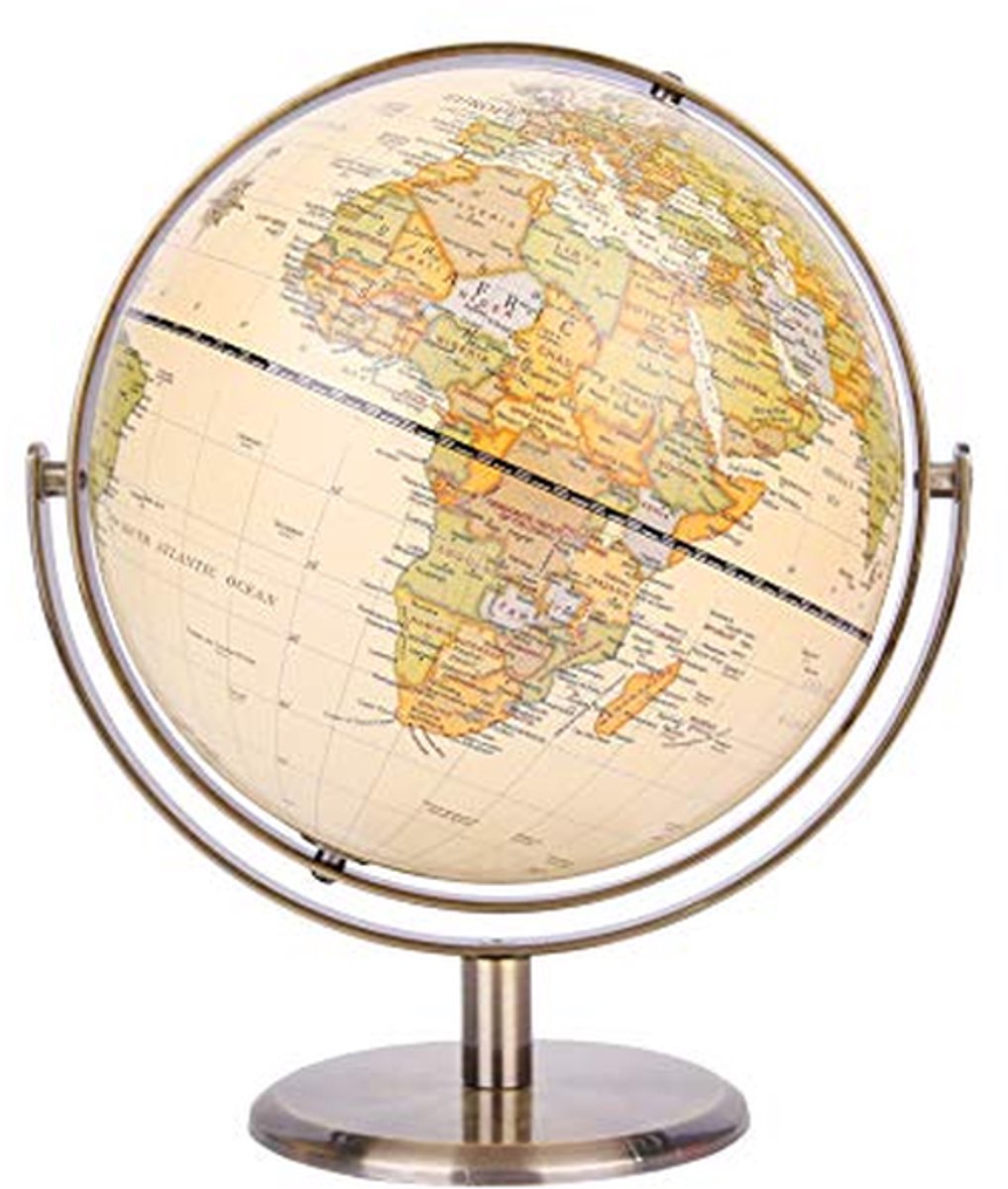 Educatieve Wereldbol - Aardbol Bureau - Kennis Vergaren - 360 graden draaibaar - 20 cm diameter - Antiek Brons